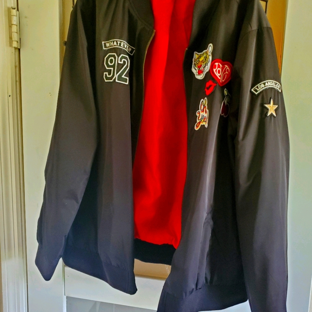 Torrid Black patch bomber jacket